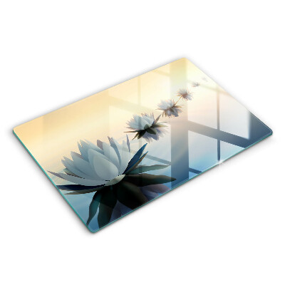 Üveg tűzhelyvédő 80x52 cm Virágok liliomok a vízen