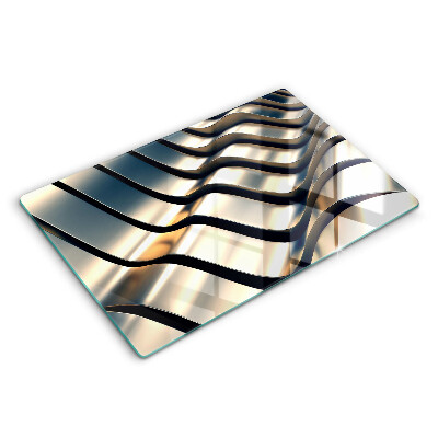 Üveg tűzhelyvédő 80x52 cm Fém 3D alakzatok