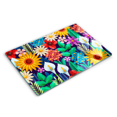 Üveg tűzhelyvédő 80x52 cm Illusztráció rét virágok