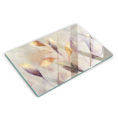 Üveg tűzhelyvédő 80x52 cm Festett boho levelek