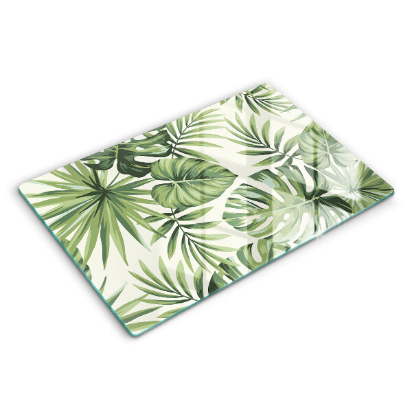 Üveg tűzhelyvédő 80x52 cm Monstera levelek illusztrációja