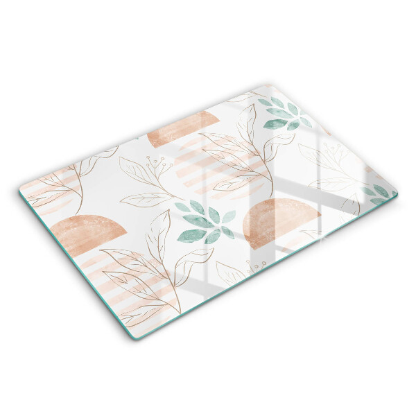 Üveg tűzhelyvédő 80x52 cm Boho mintás levelek