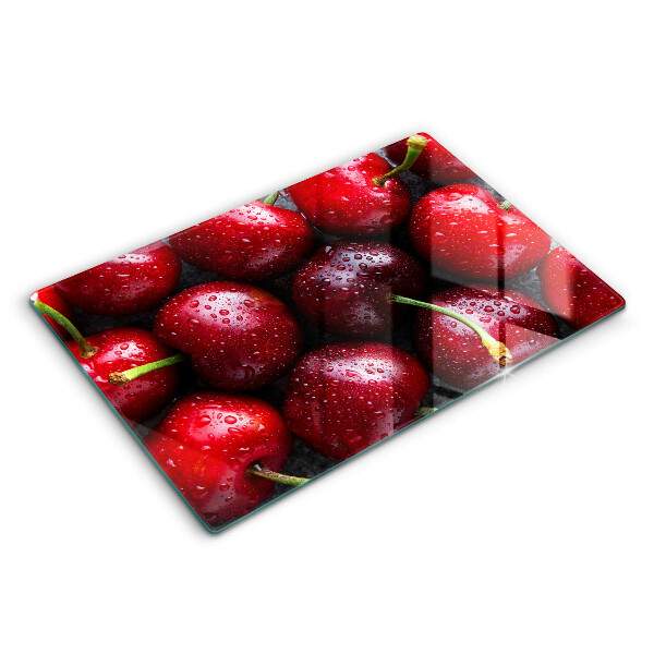 Üveg tűzhelyvédő 80x52 cm Közelkép cseresznyéről