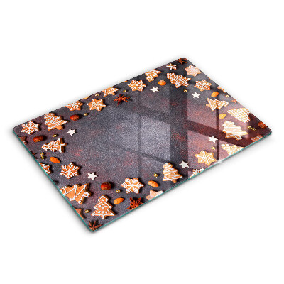 Üveg tűzhelyvédő 80x52 cm Karácsonyi mézeskalács