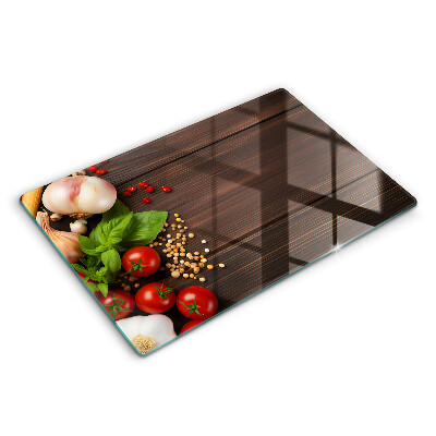 Üveg tűzhelyvédő 80x52 cm Zöldségek az asztalon