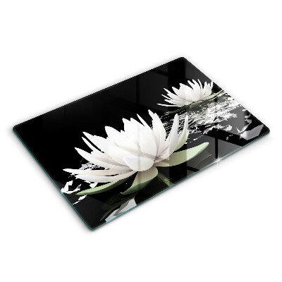 Üveg tűzhelyvédő 80x52 cm Fehér liliom a vízben