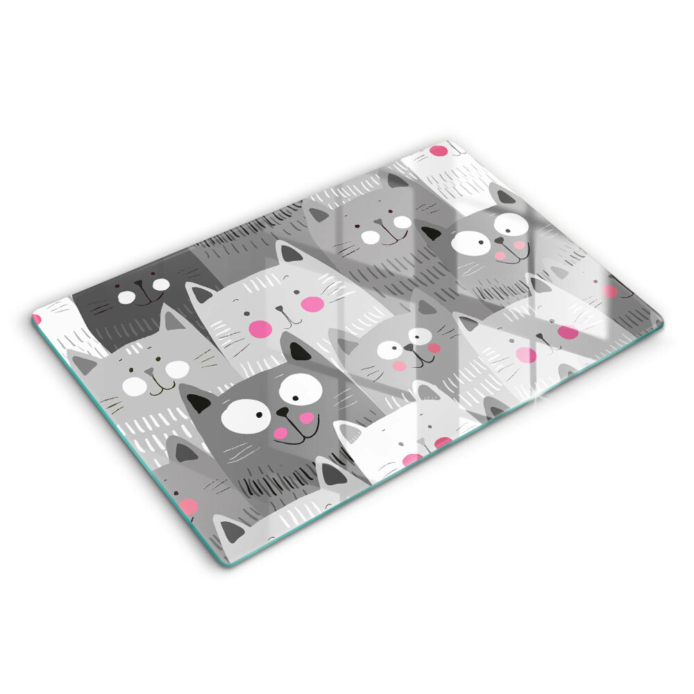 Üveg tűzhelyvédő 80x52 cm Macskák illusztrációja