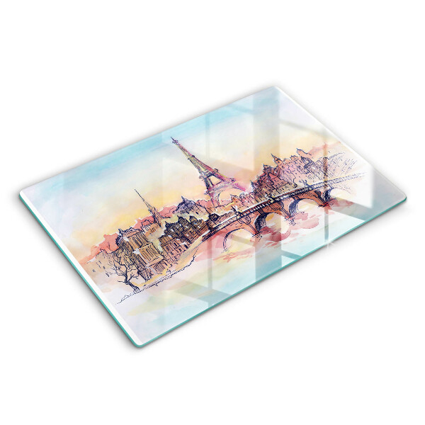 Üveg tűzhelyvédő 80x52 cm Tájkép Párizs Eiffel-torony