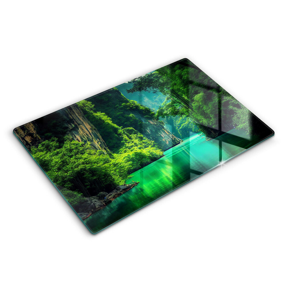 Üveg tűzhelyvédő 80x52 cm Lagúna táj