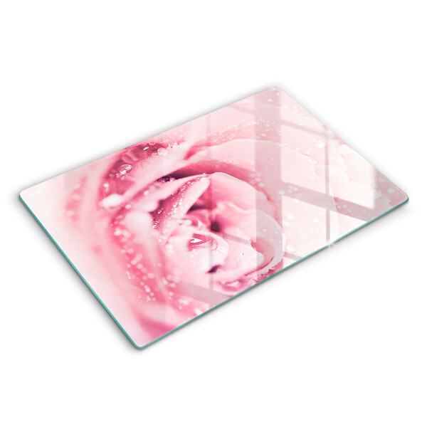 Üveg tűzhelyvédő 80x52 cm Harmatcseppek és rózsavirág