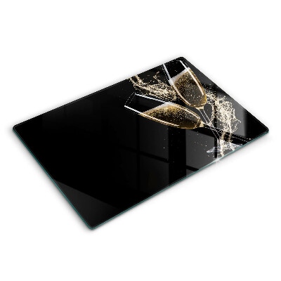 Üveg tűzhelyvédő 80x52 cm Pezsgős poharak