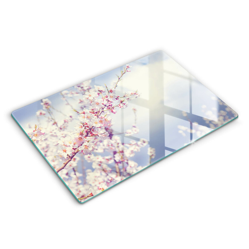Üveg tűzhelyvédő 80x52 cm Virágzó fa