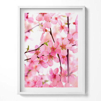 Kép keretben Rózsaszín tavaszi virágok ágakon