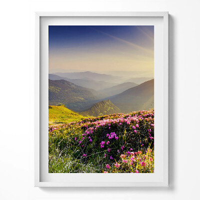 Keretezett kép Hegyek és egy virágos rét