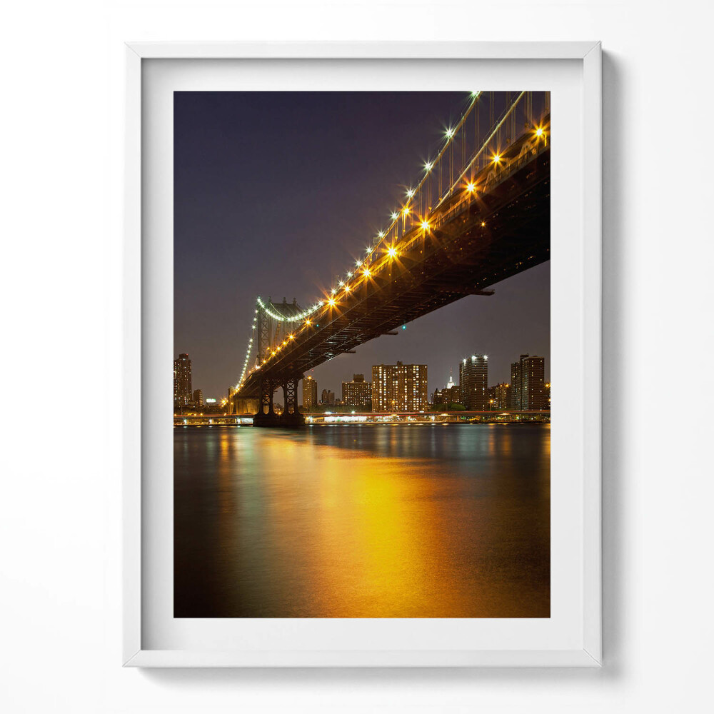 Kép keretben Kivilágított Brooklyn híd New Yorkban