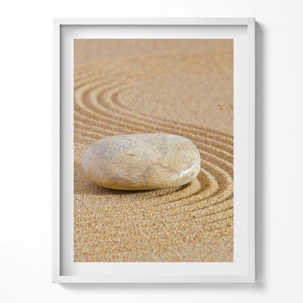 Kép keretben Magányos kő a homokban - zen