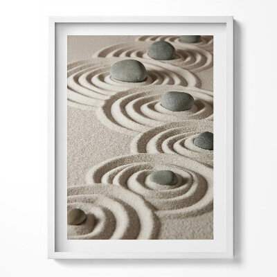 Kép keretben Zen - kövek homokkörökön