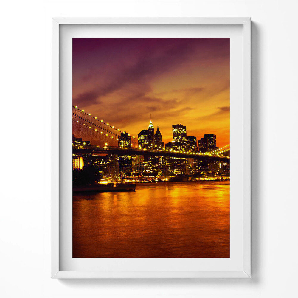 Keretezett kép Esti kilátás a Brooklyn hídra