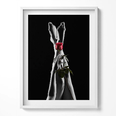 Keretezett kép Női lábak és egy rózsa