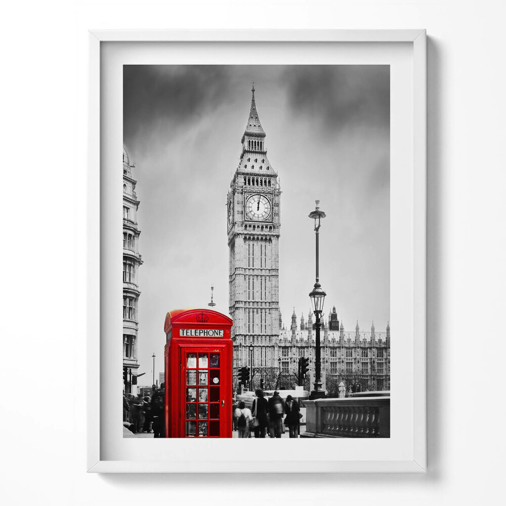 Keretezett kép Big Ben és piros doboz Angliában