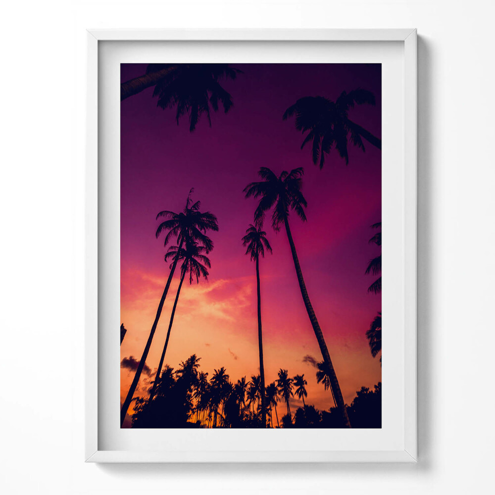 Kép keretben Pálmafák naplementében
