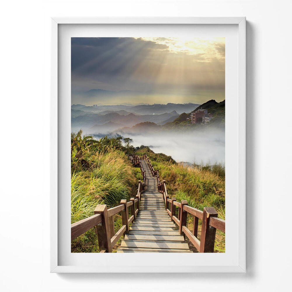 Kép keretben Lépcső látványa a hegyekben