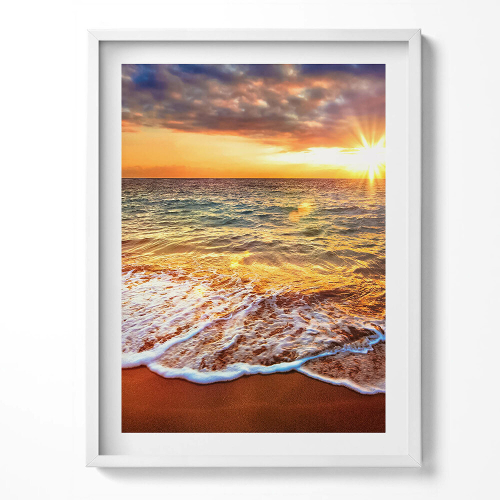 Kép keretben Tengeri hullámok naplementében