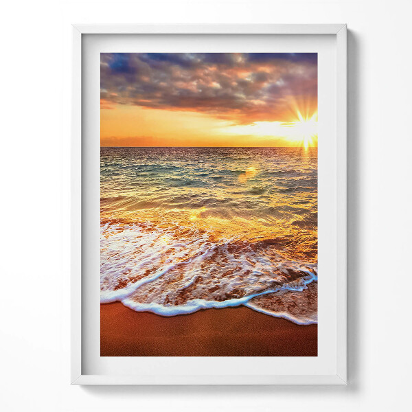Kép keretben Tengeri hullámok naplementében