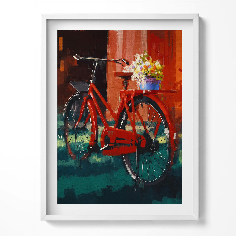 Keretezett kép Kerékpár virágos kompozícióval