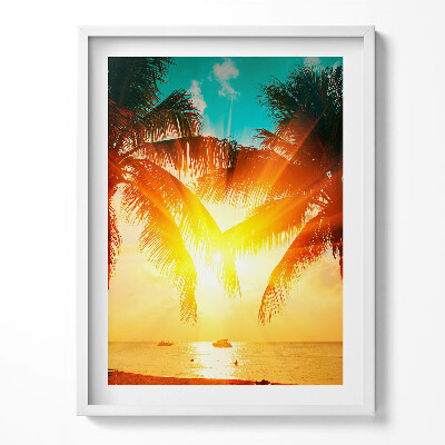 Kép keretben Nyaralás nézet - pálmafák naplementében
