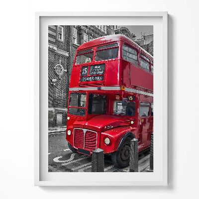 Kép keretben Piros emeletes busz