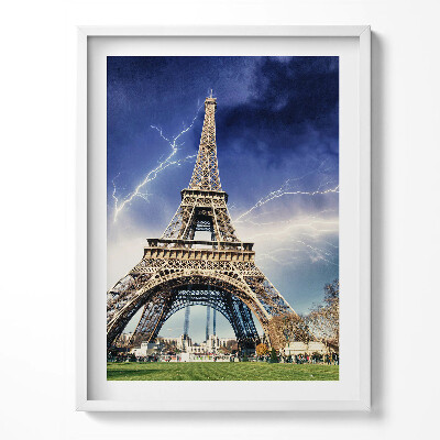 Keretezett kép Eiffel-torony, villámlás és zivatar