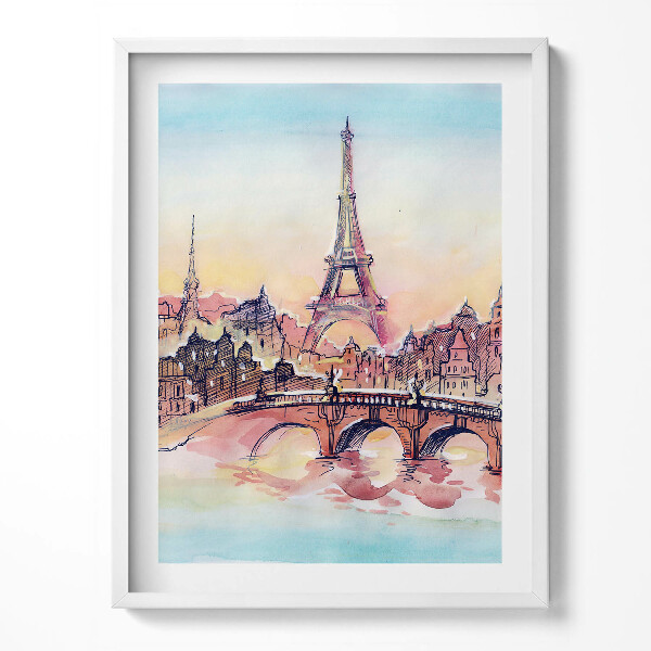 Kép keretben Párizs festett látképe