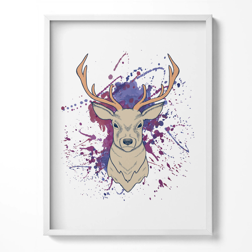 Kép keretben Vektoros illusztráció egy szarvasról