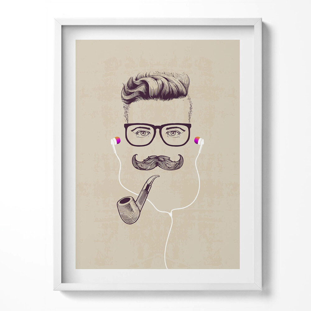 Keretezett kép Férfi pipával és fejhallgatóval