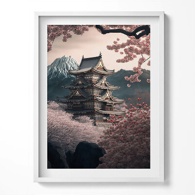 Kép keretben Ázsiai torony és cseresznyevirágok