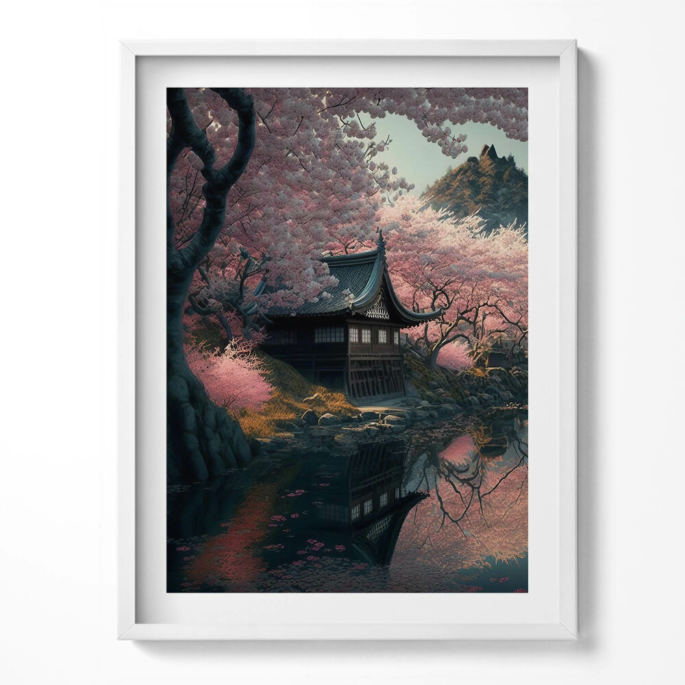 Keretezett kép Gyönyörű ázsiai cseresznyevirág