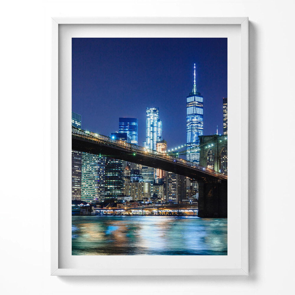 Keretezett kép Brooklyn híd New Yorkban éjszaka