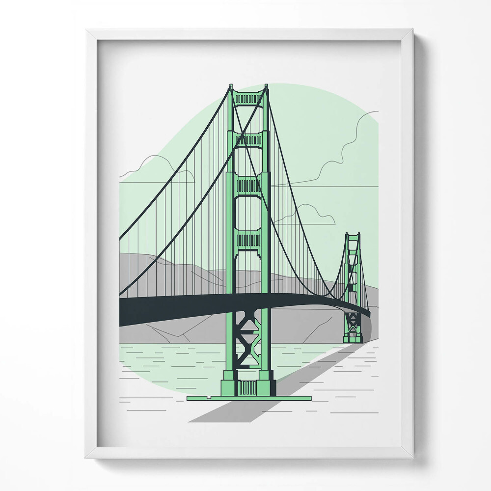 Kép keretben Rajz a Golden Gate hídról