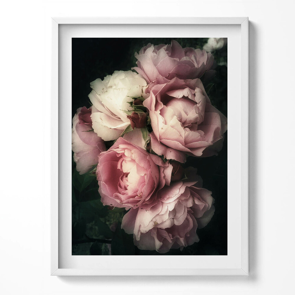 Kép keretben szüreti rózsaszín rózsacsokor