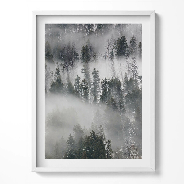 Kép keretben Folyó egy erdőben télen