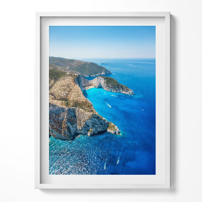 Kép keretben Nyári szikla és tengerparti táj