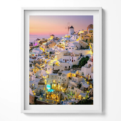 Keretezett kép Architecture of Santorini in the evening Greece