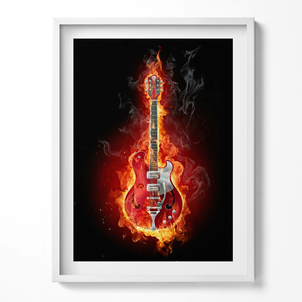 Keretezett kép Lángoló piros elektromos gitár