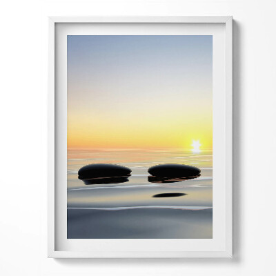Keretezett kép Kövek a vízen napfelkeltekor - zen