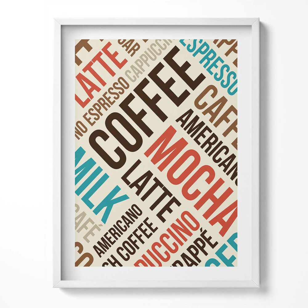 Kép keretben Feliratok a konyhához - Kávé nevek