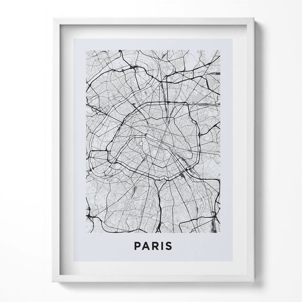 Kép keretben Várostérkép Párizs Franciaország