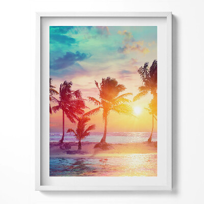 Kép keretben Pálmafák Miami napfelkeltekor