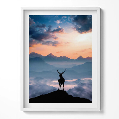 Keretezett kép Szarvasok a hegyek tetején