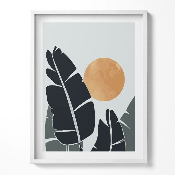 Keretezett kép Minimalista növények és a nap boho stílusban boho